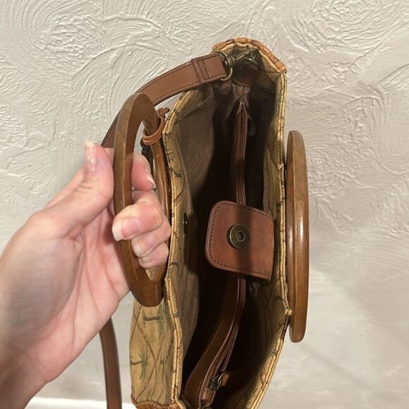 FOSSIL Canvas Palm Tree Tote w/Basket-weave - Picture 5 of 6